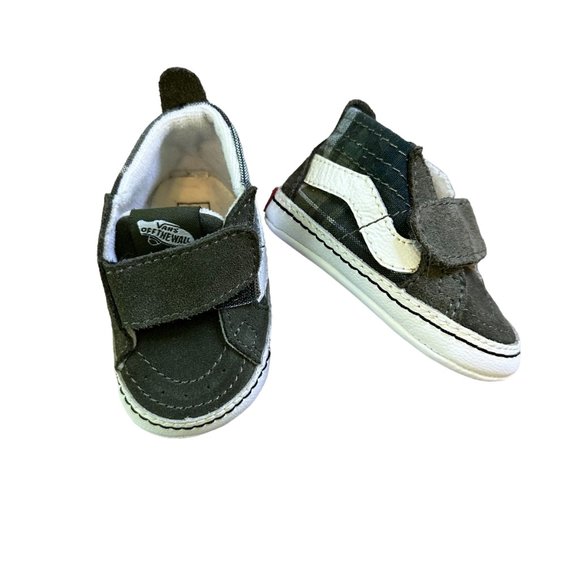 Vans Shoes Vans Sk8hi Crib Shoes Size Newborn Plaid Camo Green Euc